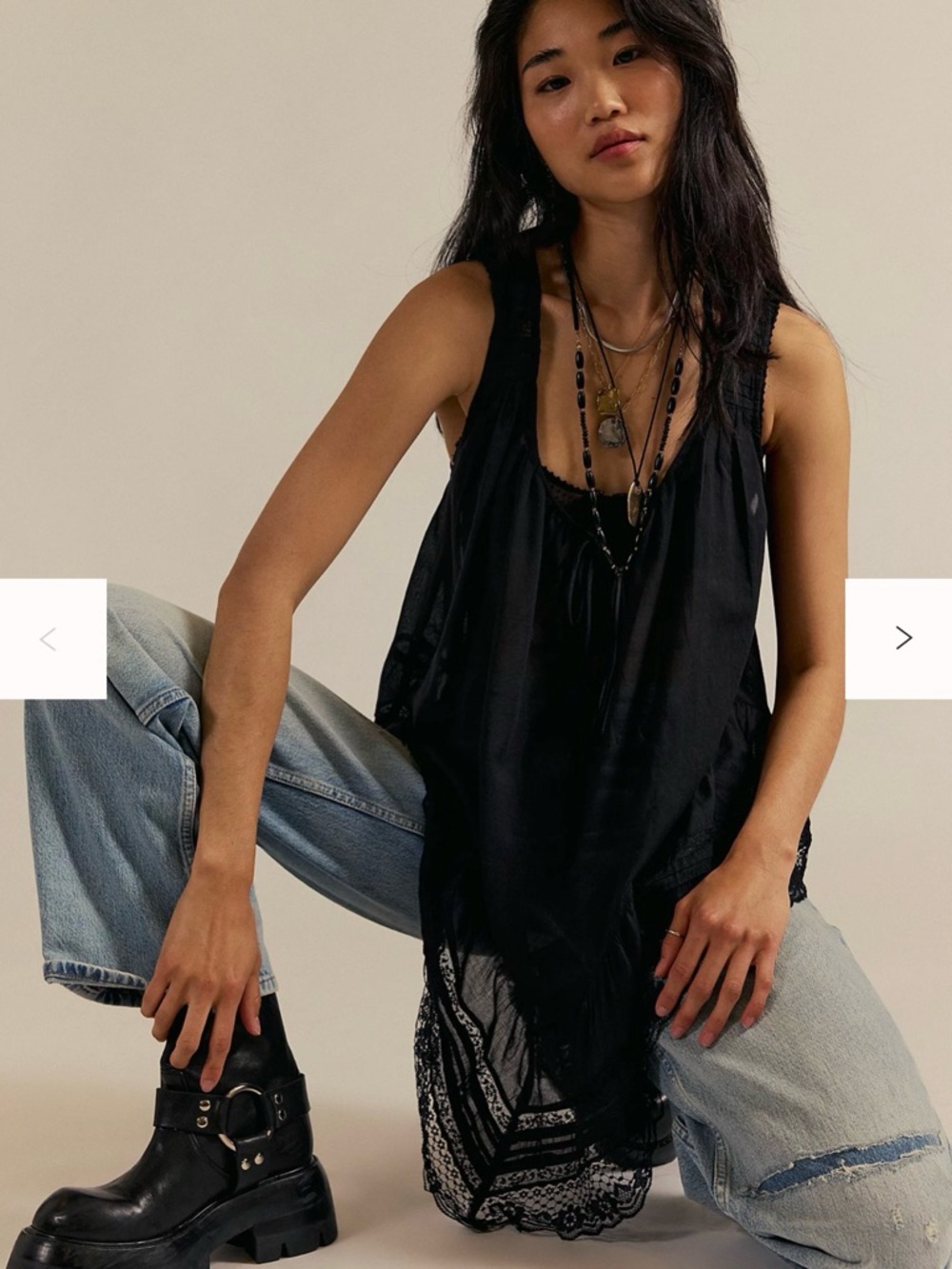 NWT Free People Coretta Tunic Medium Black